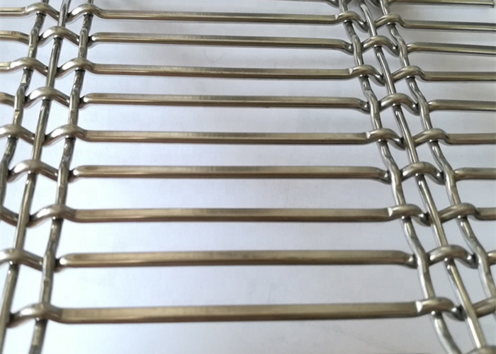 Custom Facade Flexible Weave Metal Screen With Stainless Steel Flat / Round Wire