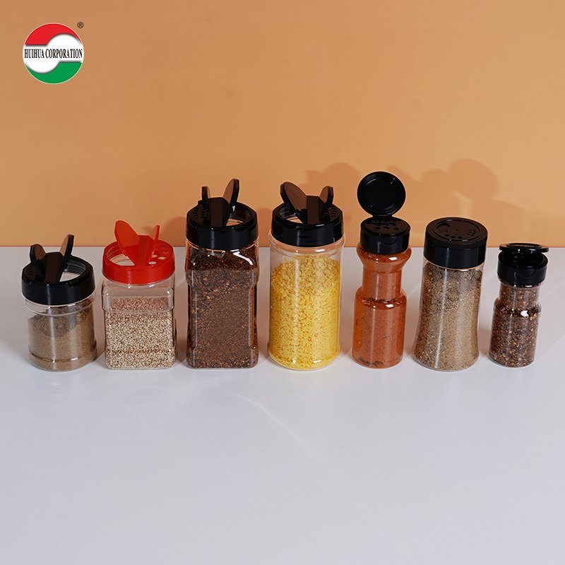 Salt Pepper Chili Cookie Seasoning Cylinder Container Screw Cap PET Plastic Spice Jar with Screen Printing for Cookware