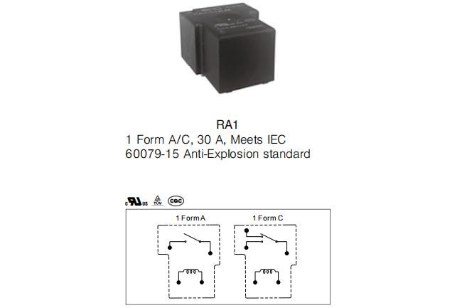 RA1-112LM 0.9W 30 Amp 12V SPST Relay Normal Open Dielectric Withstand 4KV For Coffee Machine