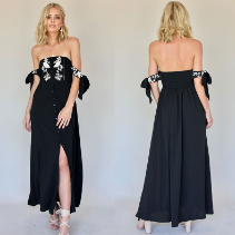 Women white see-through beach kimono style maxi dress with flower print
