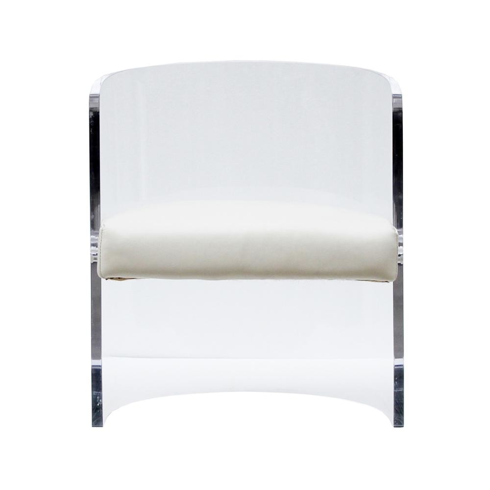 CE White Acrylic Frame Leather Cushion Chair Defaico Furniture