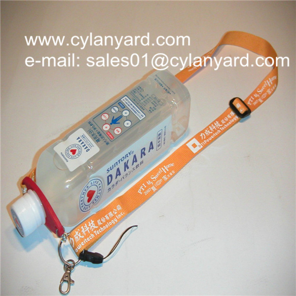 Polyester neck strap with bottle holder