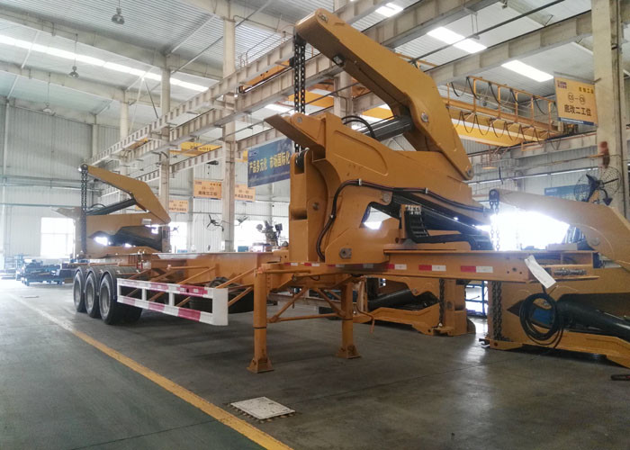 20ft 40ft Truck Mounted Crane Side Loader Sidelifter , Container Self Loading Semi Trailer
