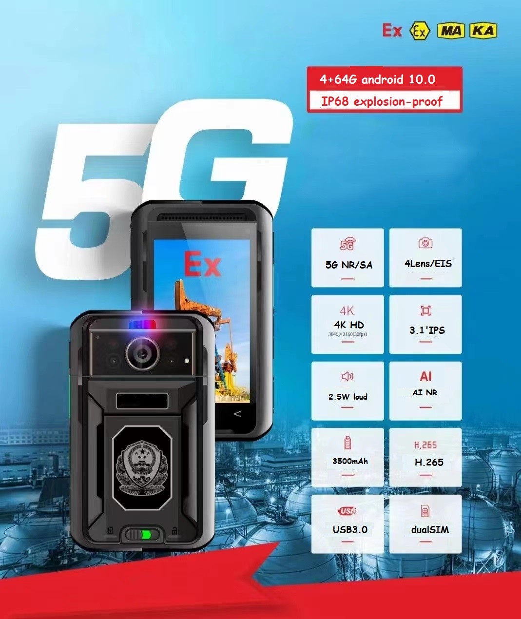 1080P/720P GPS 5G Body Camera With Replaceable Batteries And GPS, GLONASS, AGPS & Beidou