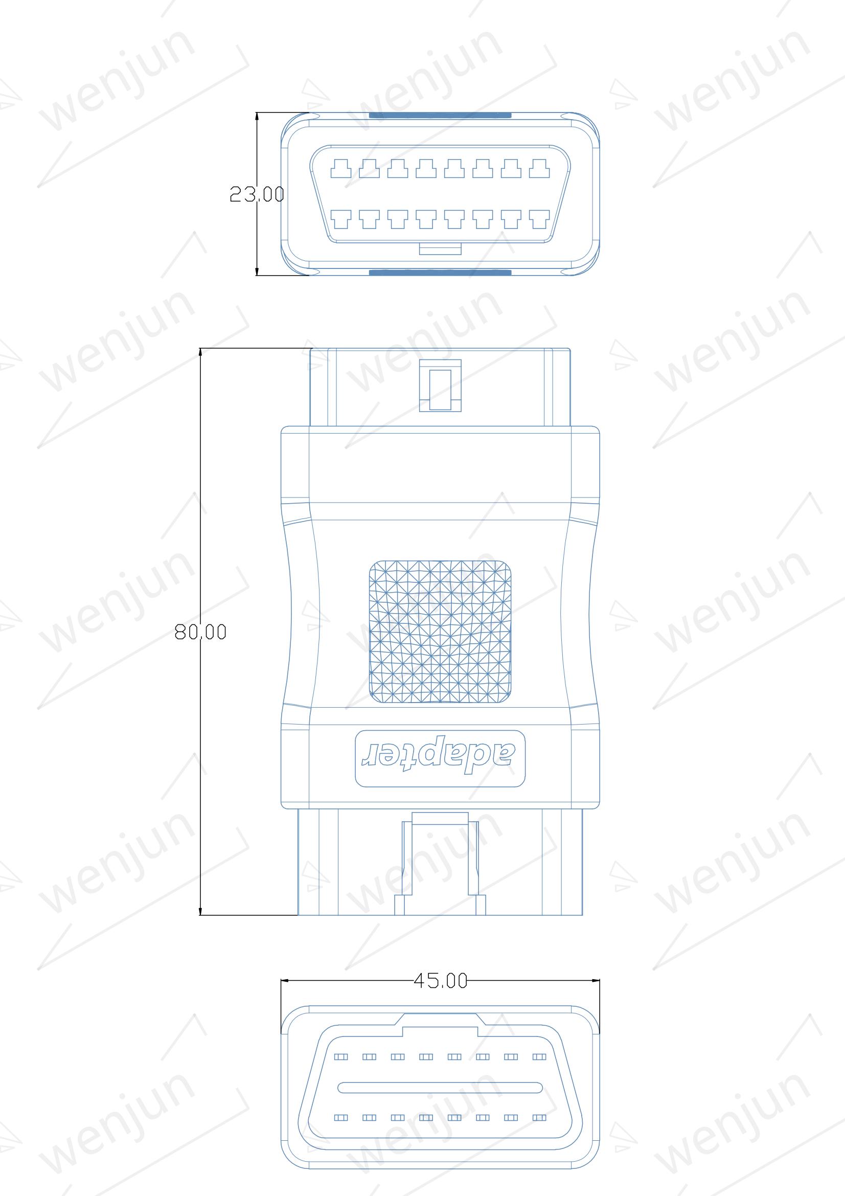 J1962 ABS OBD Car Connector Male To Female For Diagnostic Test