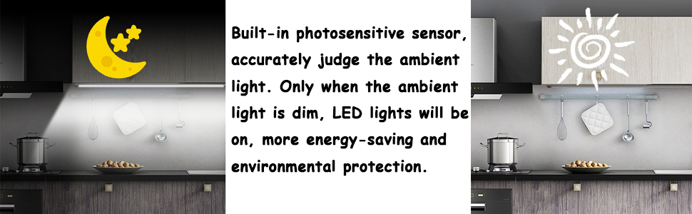 LED Under Cabinet Light, Portable LED Flashlight Night Light with Adhesive Hooks, Motion Sensor Closet Lights Battery 1-year EMC