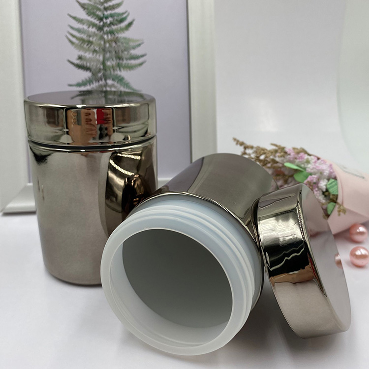 250ml Plastic Custom Logo Design Chrome Gun Gray Color Supplement PE Container With Lid for INFUSION Needs from Supplie