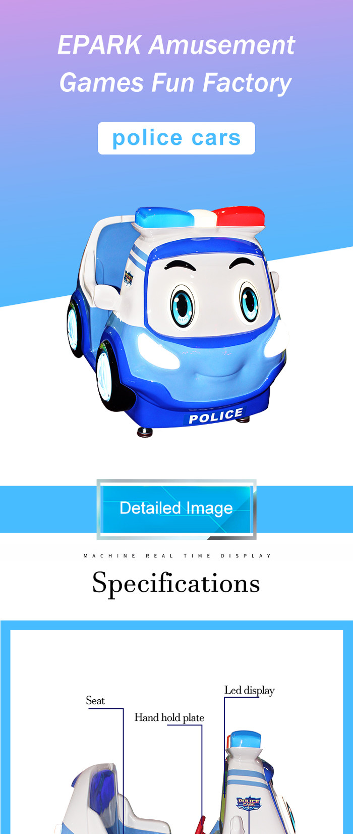 Indoor Sport Amusement Car Kiddy Ride Machine / Coin Operated Toy Rides