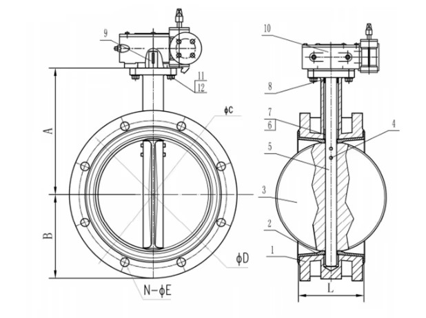 OEM Manual Double Eccentric Flanged Butterfly Valve EPDM Seat PN16 Turbine Cast Steel
