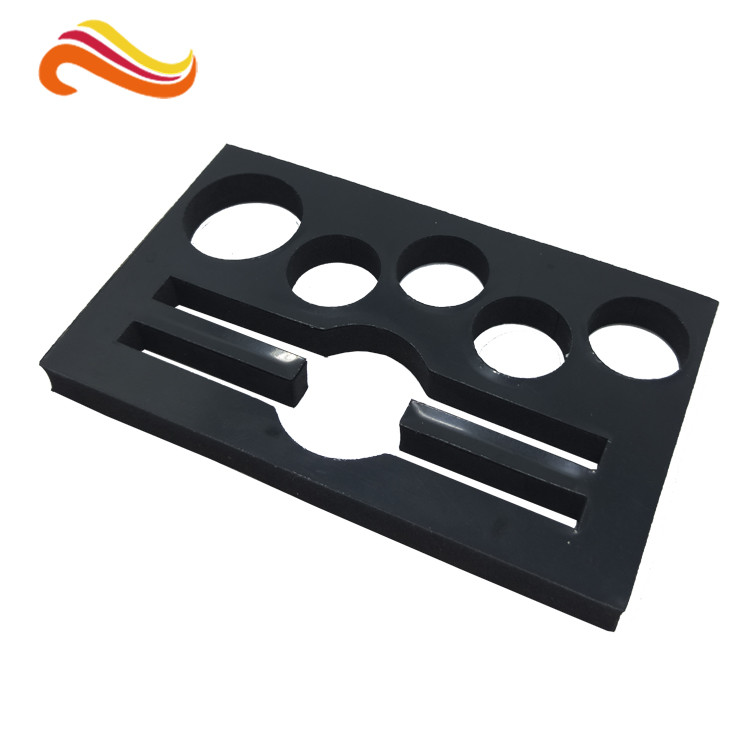 rigid board cosmetic packaging box with mirror , black box with plastic inner logo foil