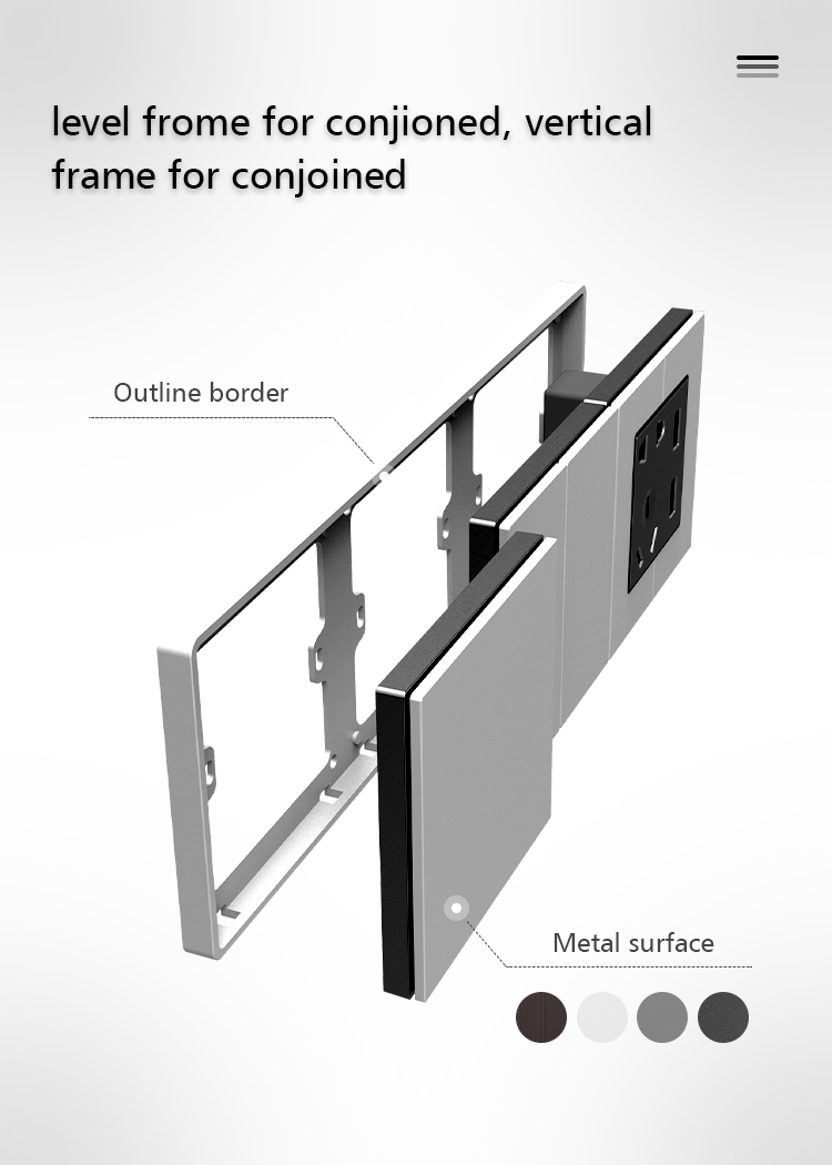 Aluminum Alloy Metal Wall Switch Zigbee Protocol Grey / Black / Champagne Color