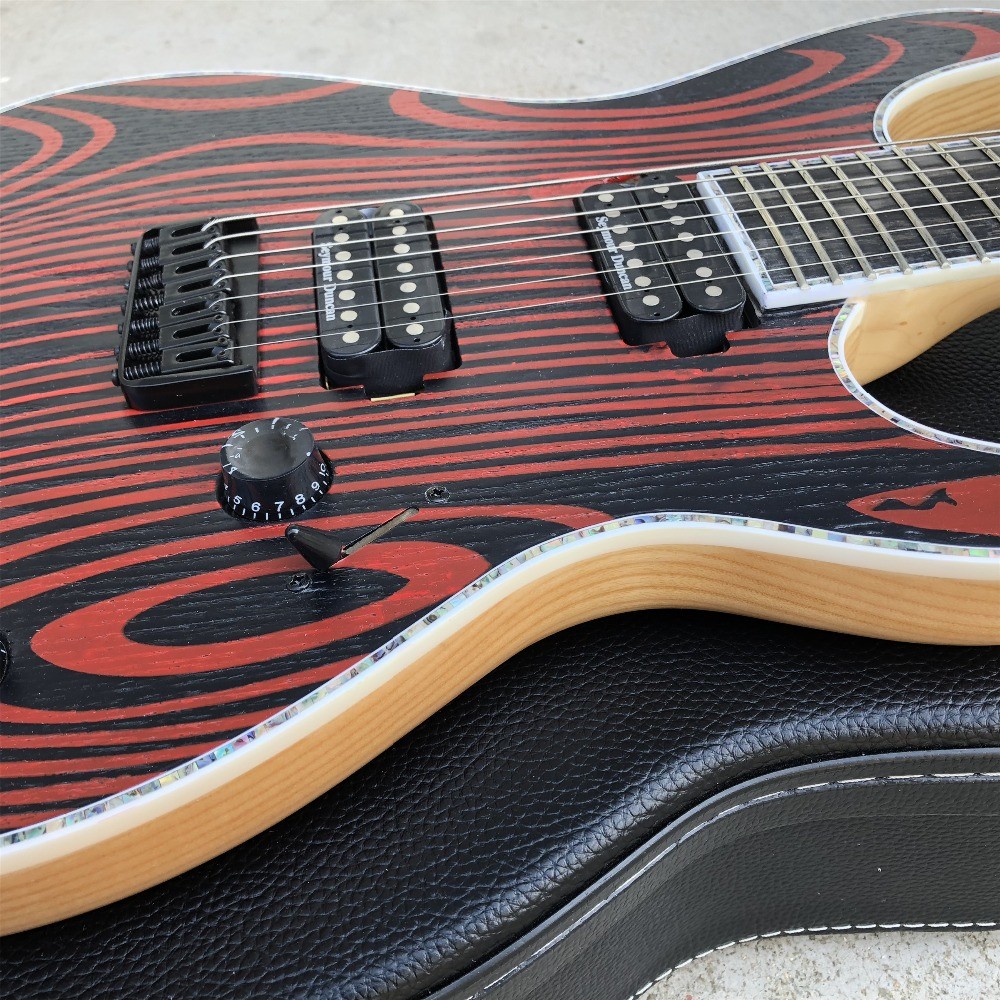 Flame Maple Top 7 Strings Electric Guitar,Abalone binding,Ebony fingerboard Neck through body Mayones Electric Guitar
