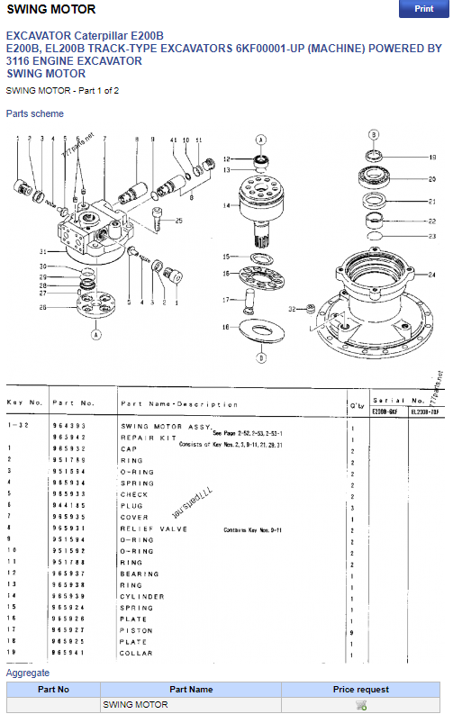 Belparts Excavator hydrualic parts E200B swing motor 964393 slewing motors hydraulic motors