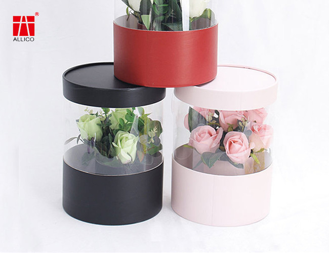 128-210Gsm C2S Paperboard Flower Bouquet Gift Box With PVC Window