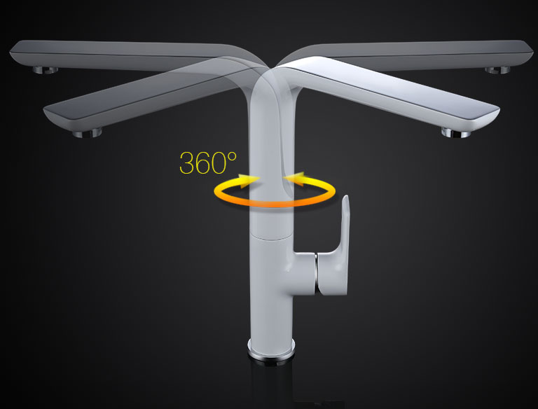 White Copper Rotate Cold Hot Electroplate Pull Out Sink Faucet