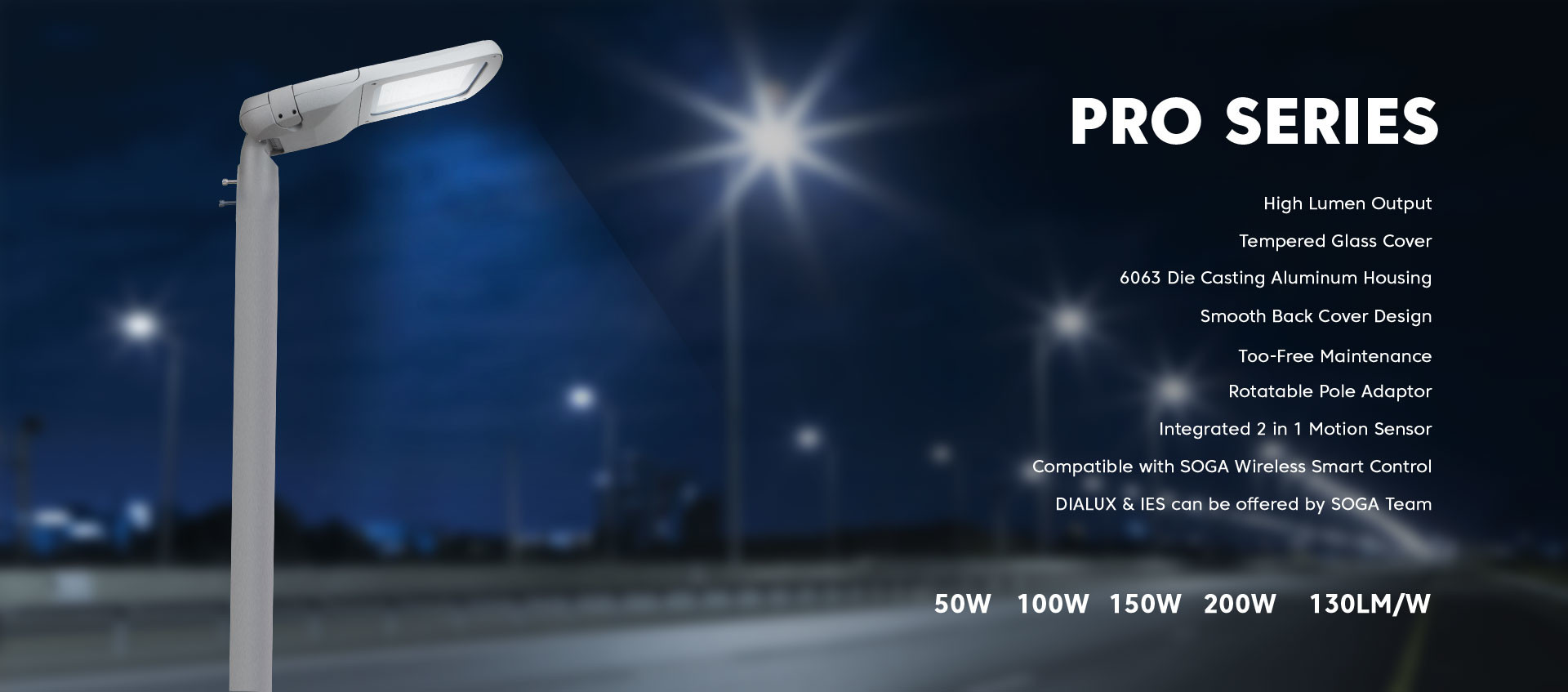 IP65 Waterproof LED Street Light Dimming 50 Watt Street Light