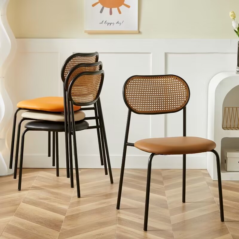 OEM ODM Nordic Cane Dining Chair Black Rattan Dining Room Chairs
