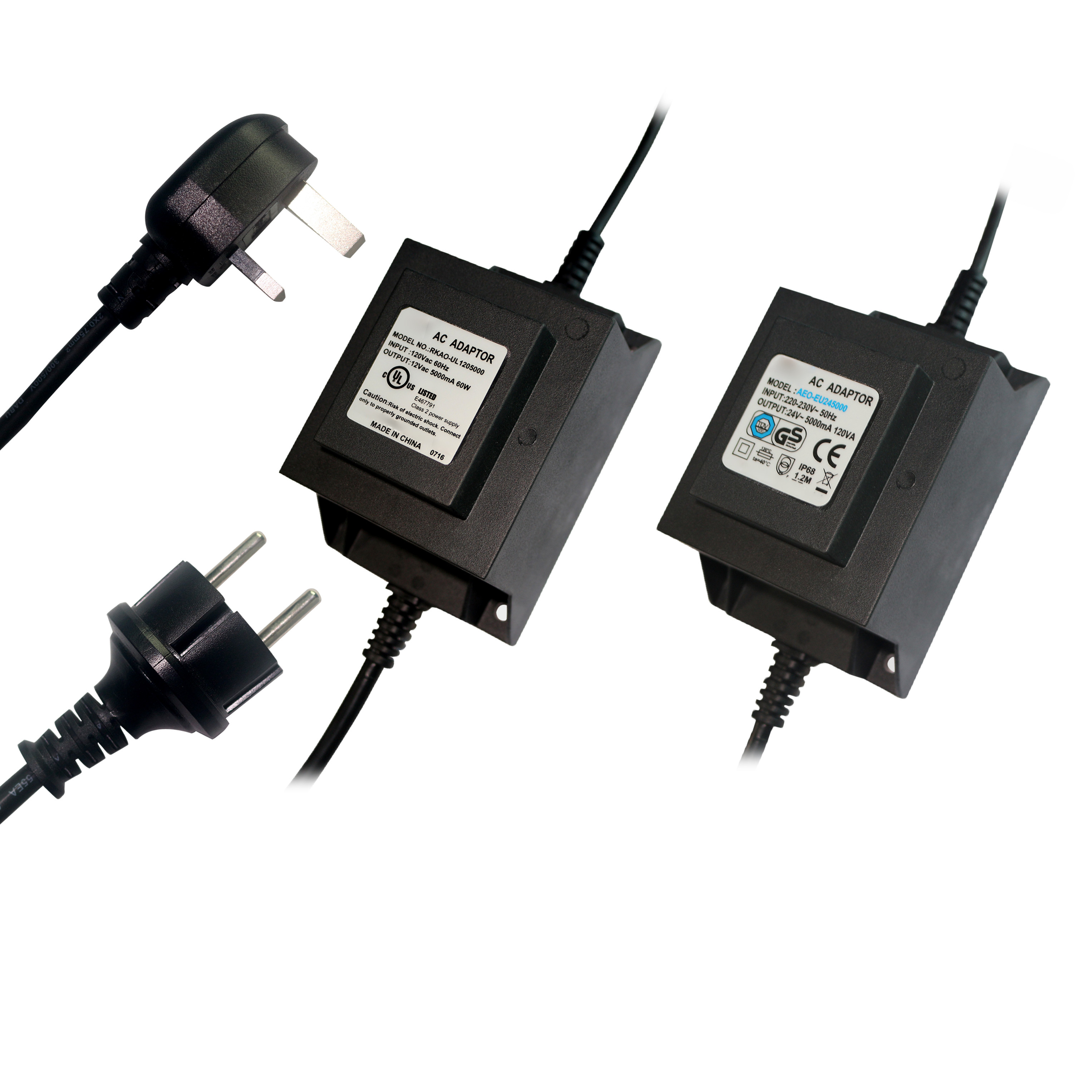 IP68 waterproof transformer for BBQ grill with UL approval,110~240Vac input,18Vdc 42Watt