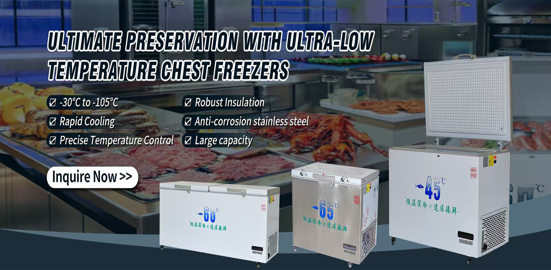 -45--105C Ultra-Low Temperature Freezer for Tuna Preservation in Multi-climate Environment