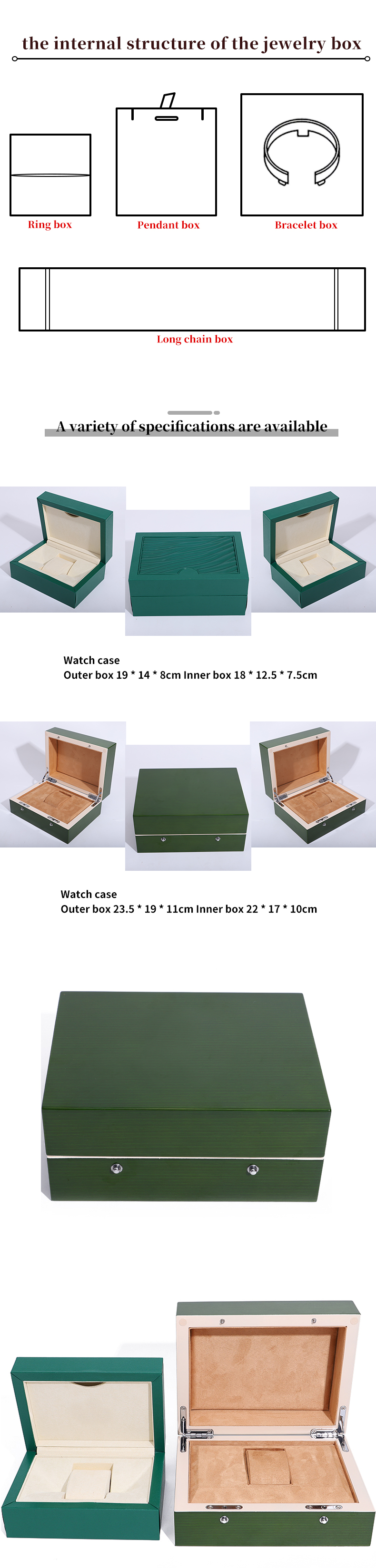 High End Green Wooden Watch Box for Luxury Gift Packaging with Flipped Tote Bag