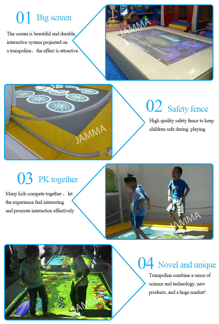 Playground Interactive Floor Projection Games Trampoline 2.1 X 2.1M Easy Installation