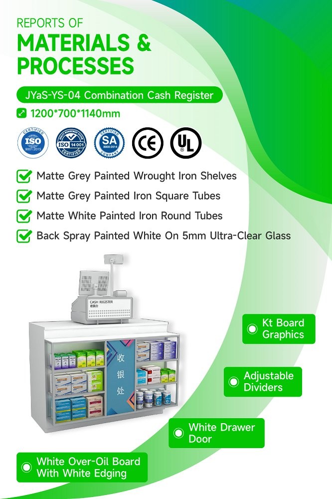JYaS-YB-04 Professional Medical Style Medical Equipment Back Cabinet with White Glossy Boards and Aluminum Price Tag Slot