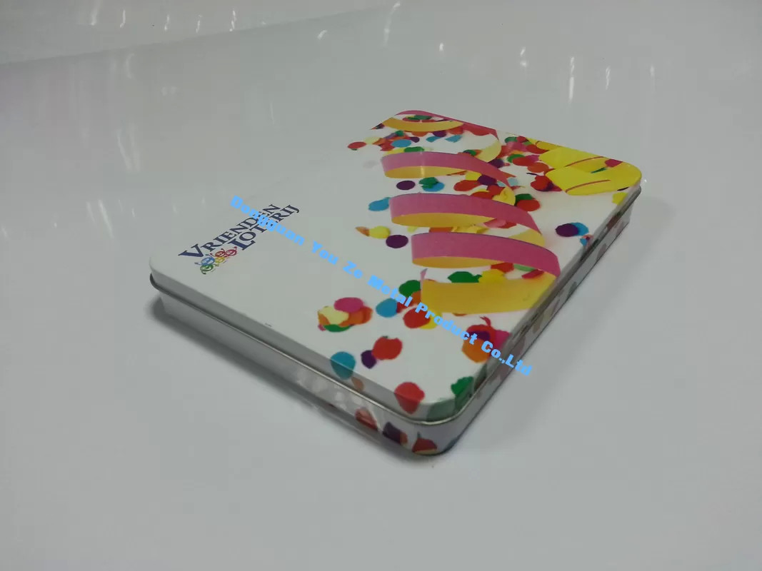 4 Color Printing Candy Tins Rectangular Metal Tins with Seated Base Tin Can Manufacturer