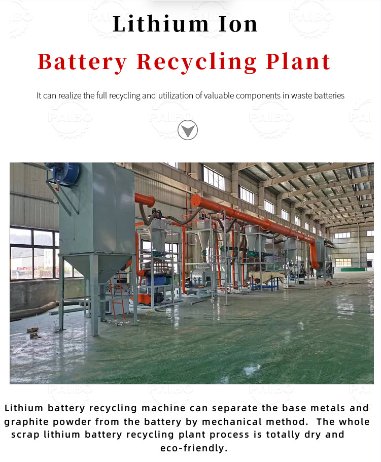 8000K Weight Crushing Sorting and Powdering Lithium Battery Recycling Equipment for Wasted Electric Ev Battery