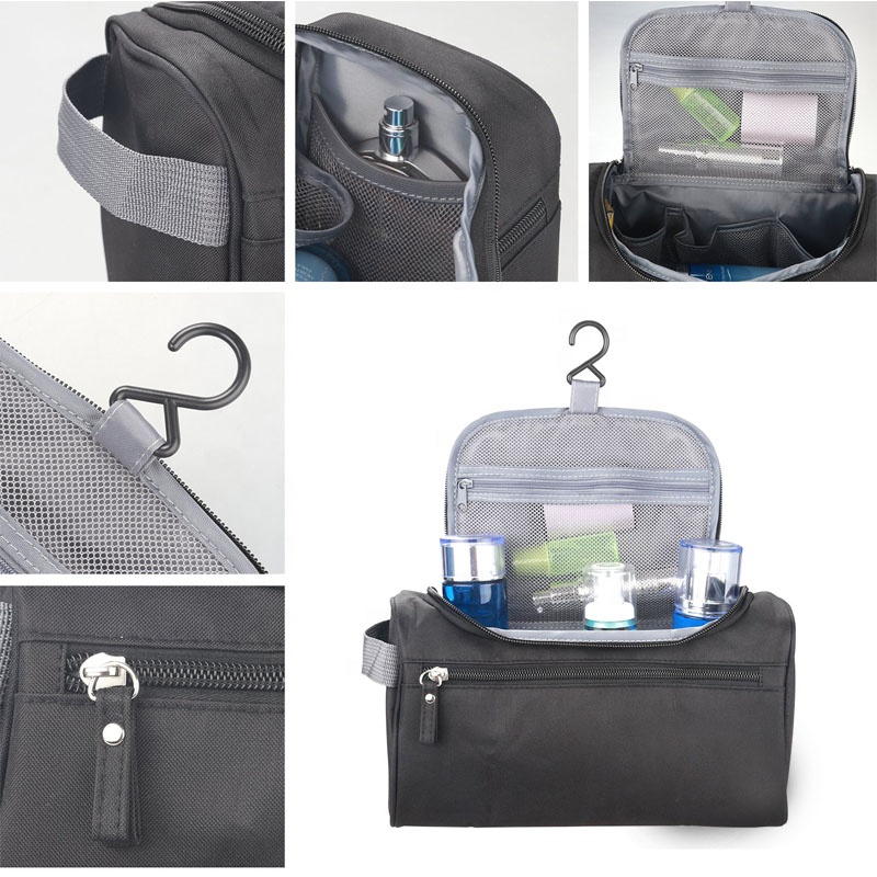 Foldable Hang Up Toiletry Bag With Hanging Hook , Travel Sponge Bag Multi Compartment