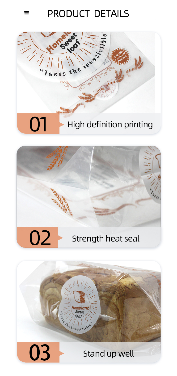 Food grade Plastic Bakery Bread Packaging lldpe Food Packaging Bread bags