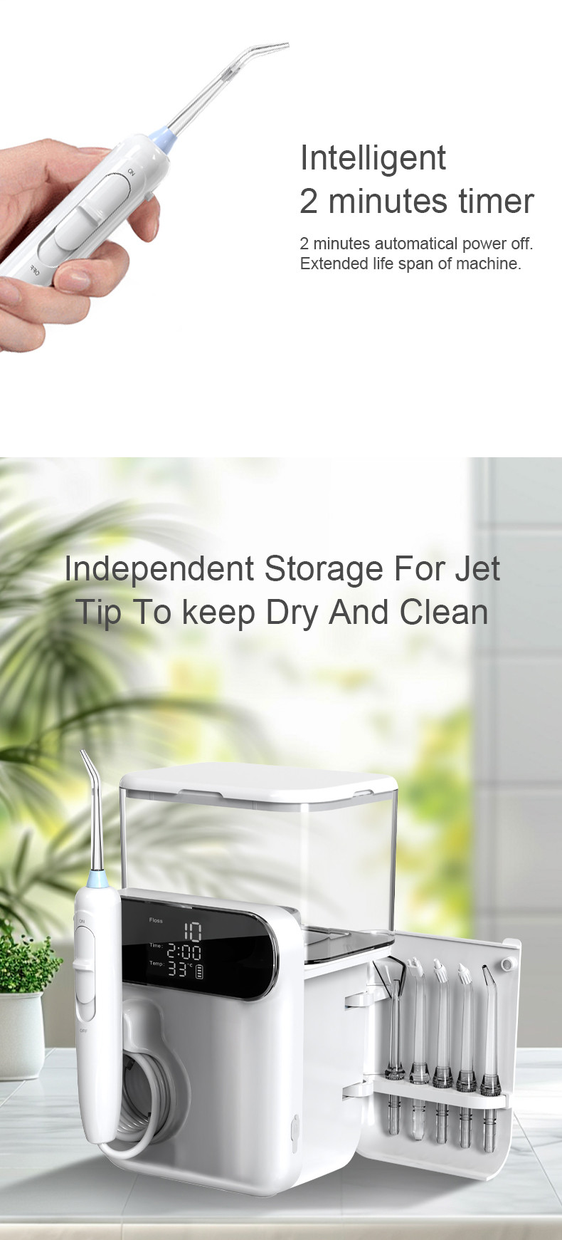 Family Water Flosser Big Capacity 1000ml IPX5 Oral Irrigator Rechargeable Tooth Clean Electric Counter Water Flosser