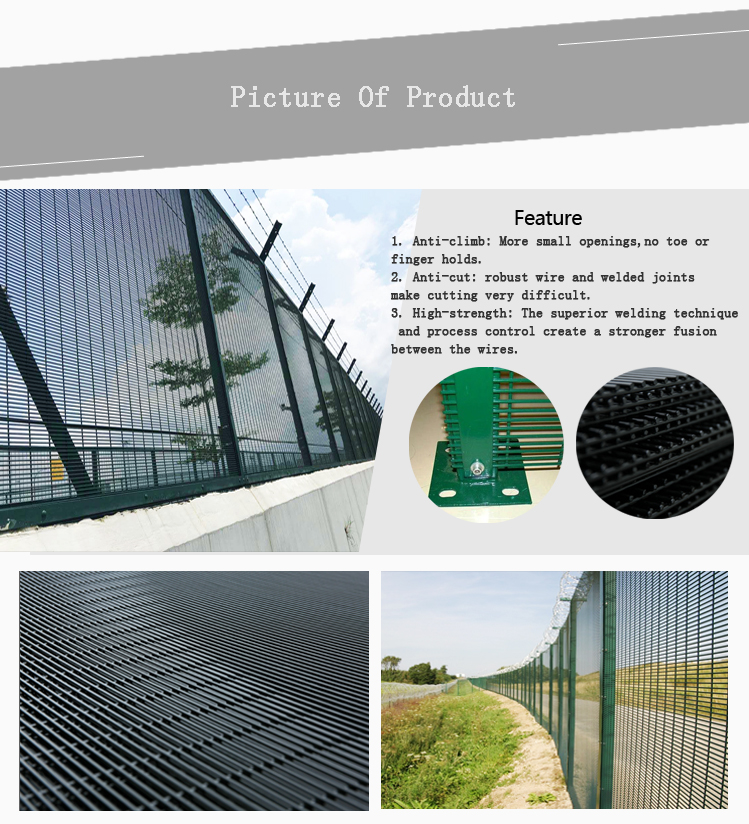 Anti Climb and Anti Cut 358 high security fence with Electric Alarm System Highway Fence Airport