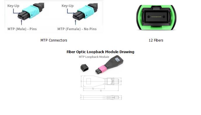 12 Fibers MTP OM4 Fiber Optic Loopback Module /Cable