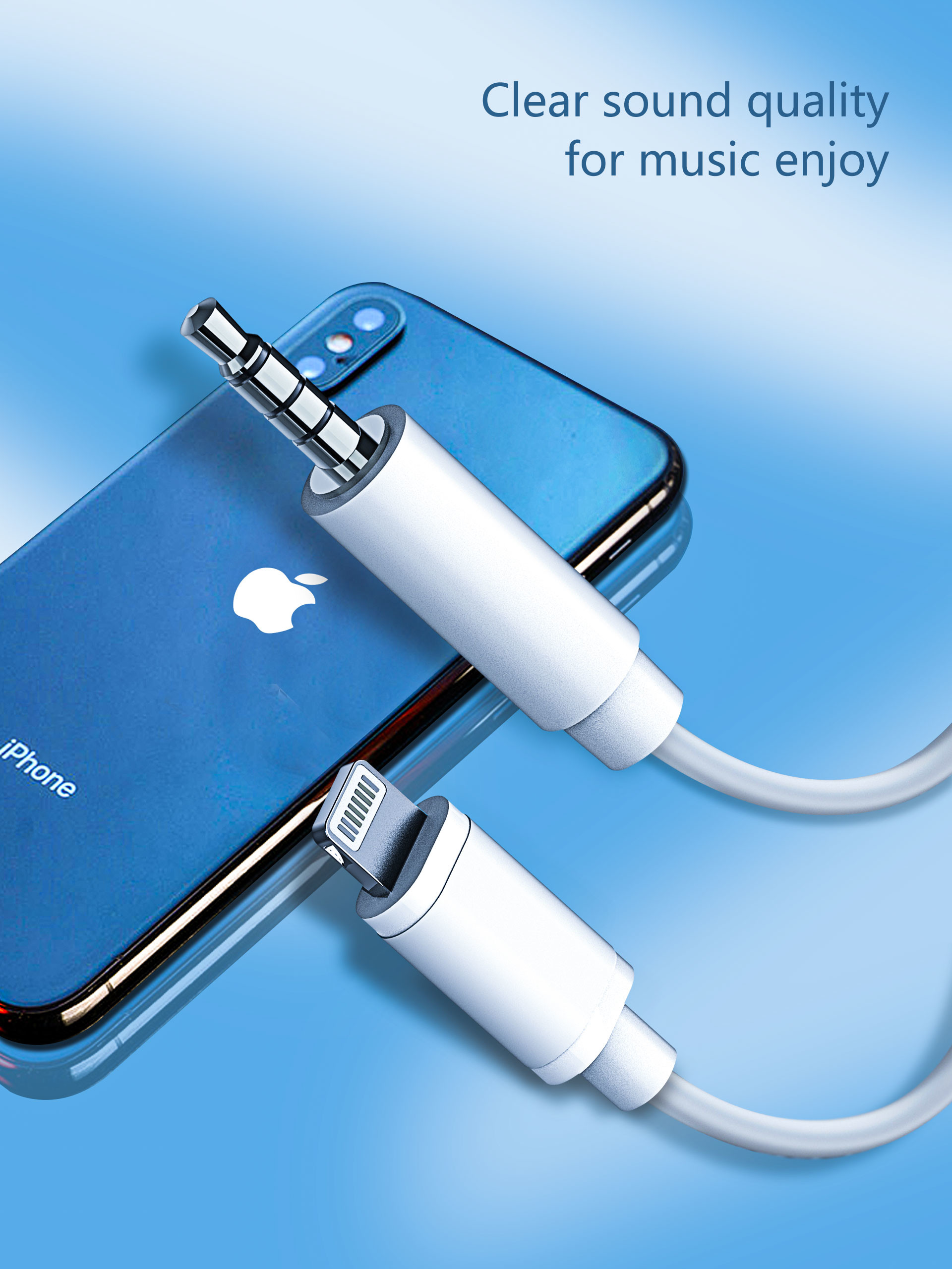 Lightning To 3.5mm Male Audio And Video Cable For Car TPE Material