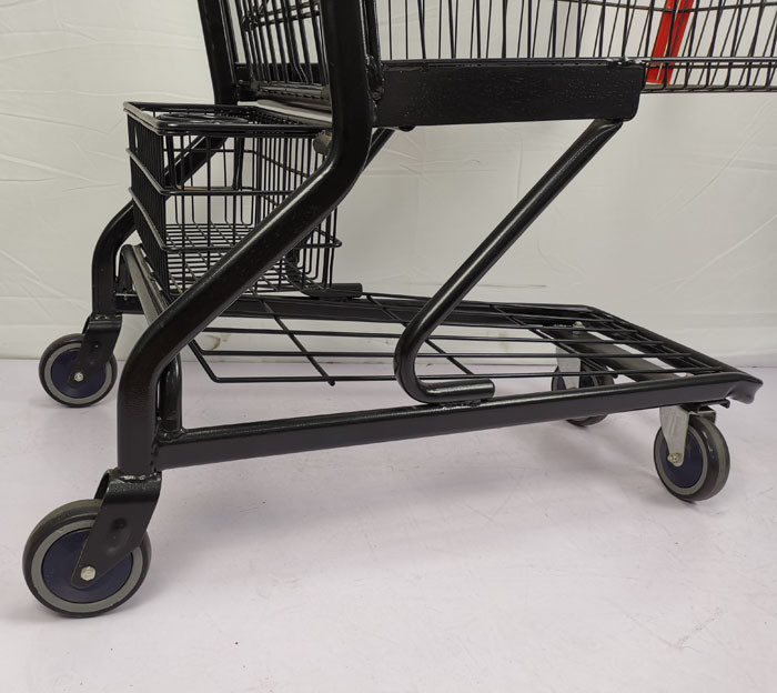 Electrophoretic Steel Metal Shopping Trolley Customized Black Powder Coating Wire Shopping Trolley