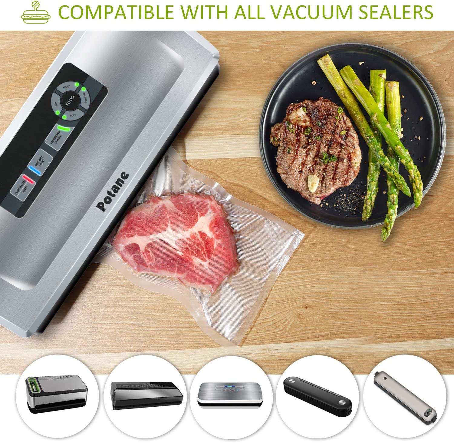 Transparent PA PE Plastic Vacuum Rice Bag Rice Brick Bag Large Vacuum Seal Bags Food
