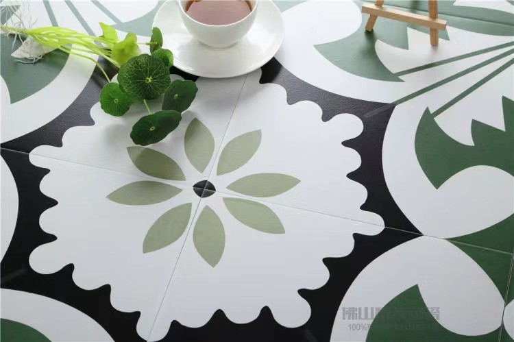Kitchen Wall Painted Floral Porcelain Tile , Outdoor Interior Floor Flower Pattern Tiles