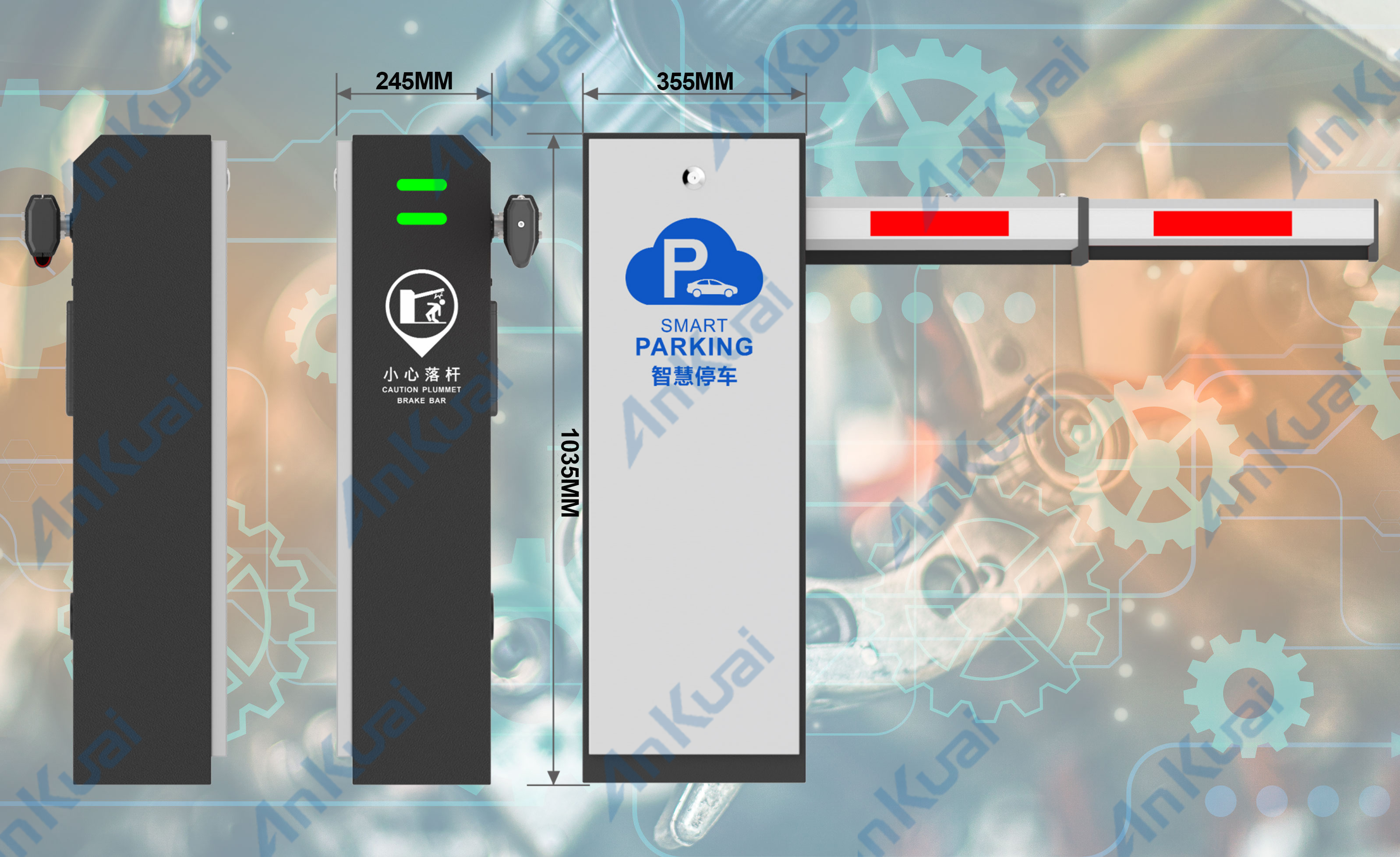 Security Parking Boom Barrier Gate Anti Crash 6m Length Adjustable Direction