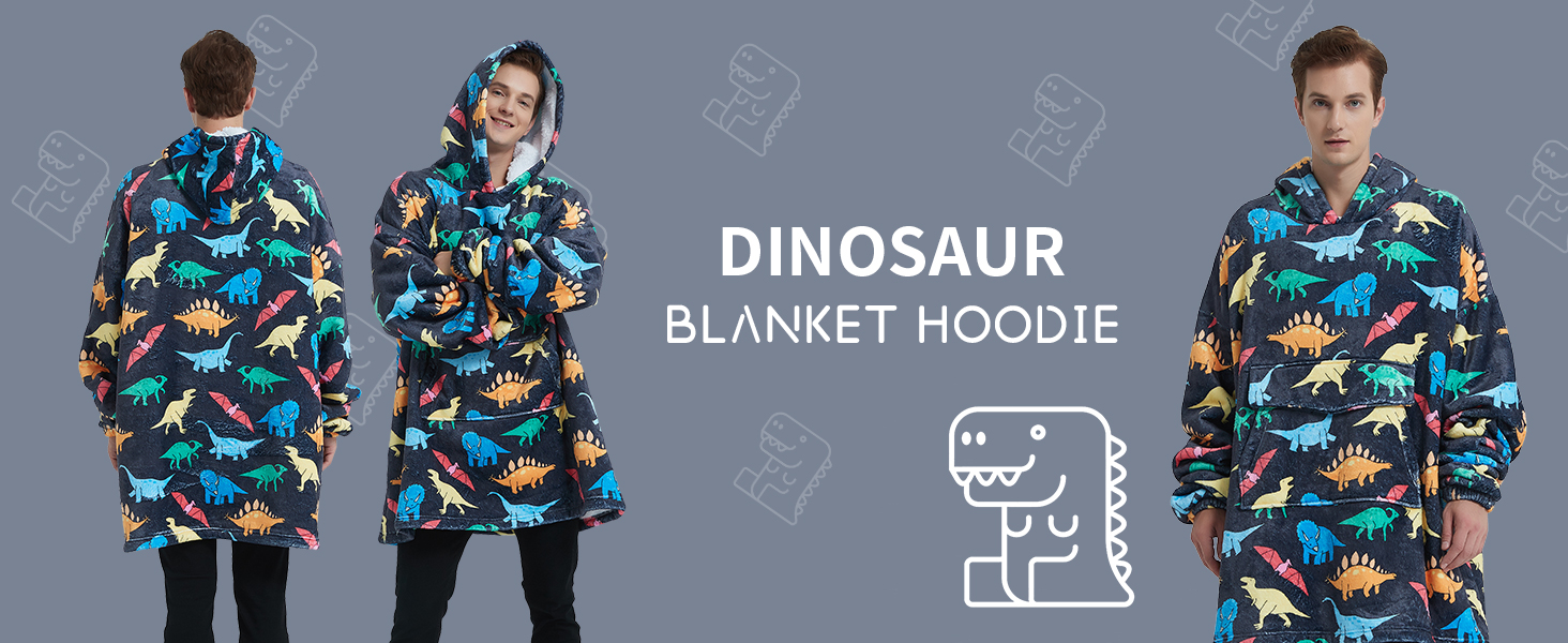 dino blanket hoodie adult