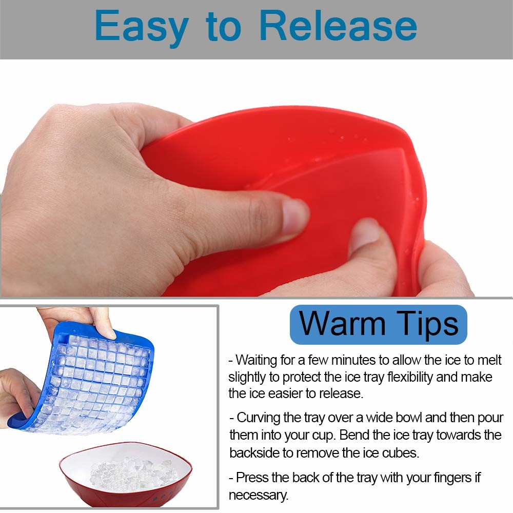 Food Grade Lce Cube Tray With Lid And Bin For Freezer BPA Free Silicone Ice Cube Trays Molds