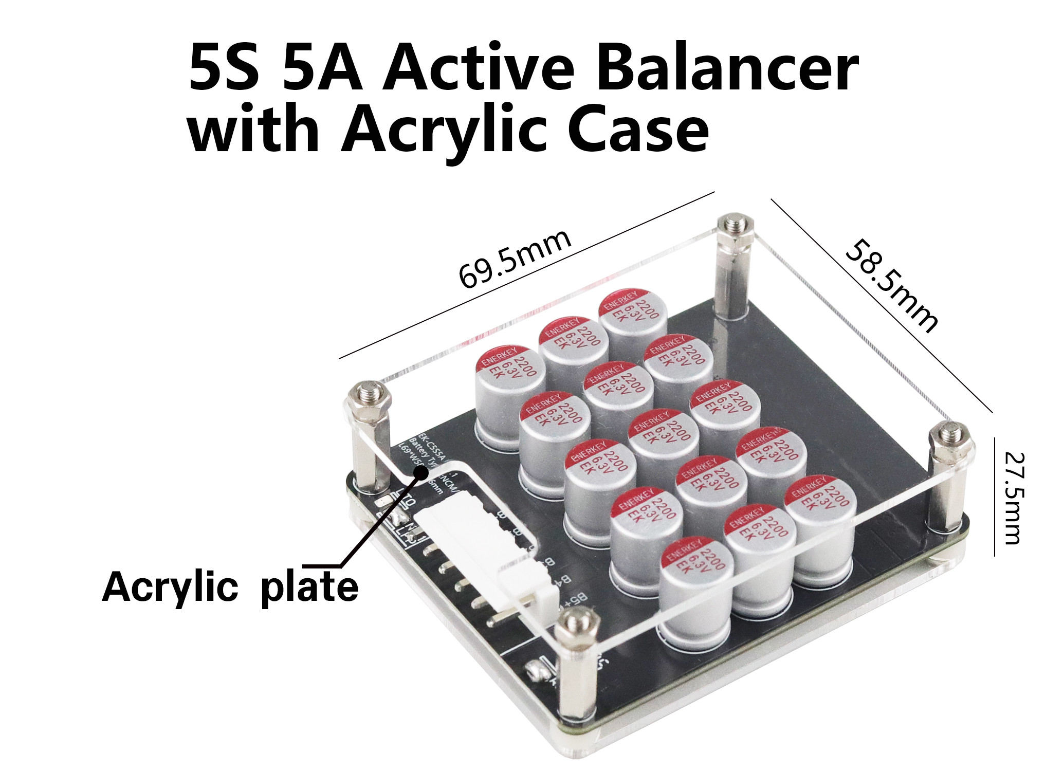 Enerkey 5A 3S 4S 5S 6S 7S 8S 9S 10S 12S 14S 16S 17S 21S Lithium Active Equalizer with Acrylic Plate Li-ion/Lto/Lifepo4 Battery Balancer for Scooter