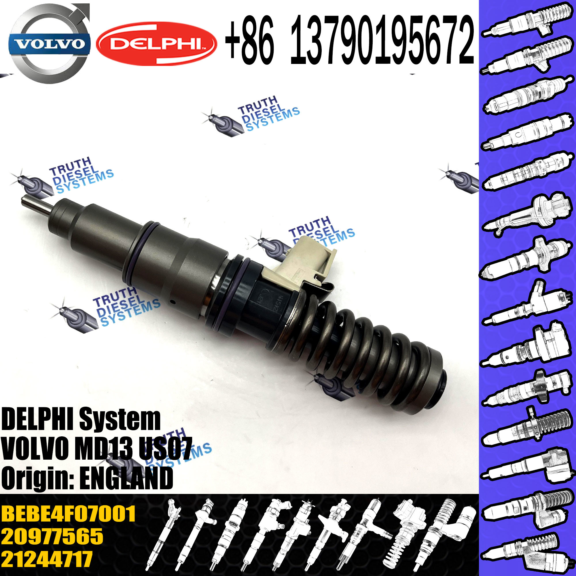 Direct Sale Diesel Fuel Injector 20977565 21106375 21244717 BEBE4F07001 For VOL MD13 US07