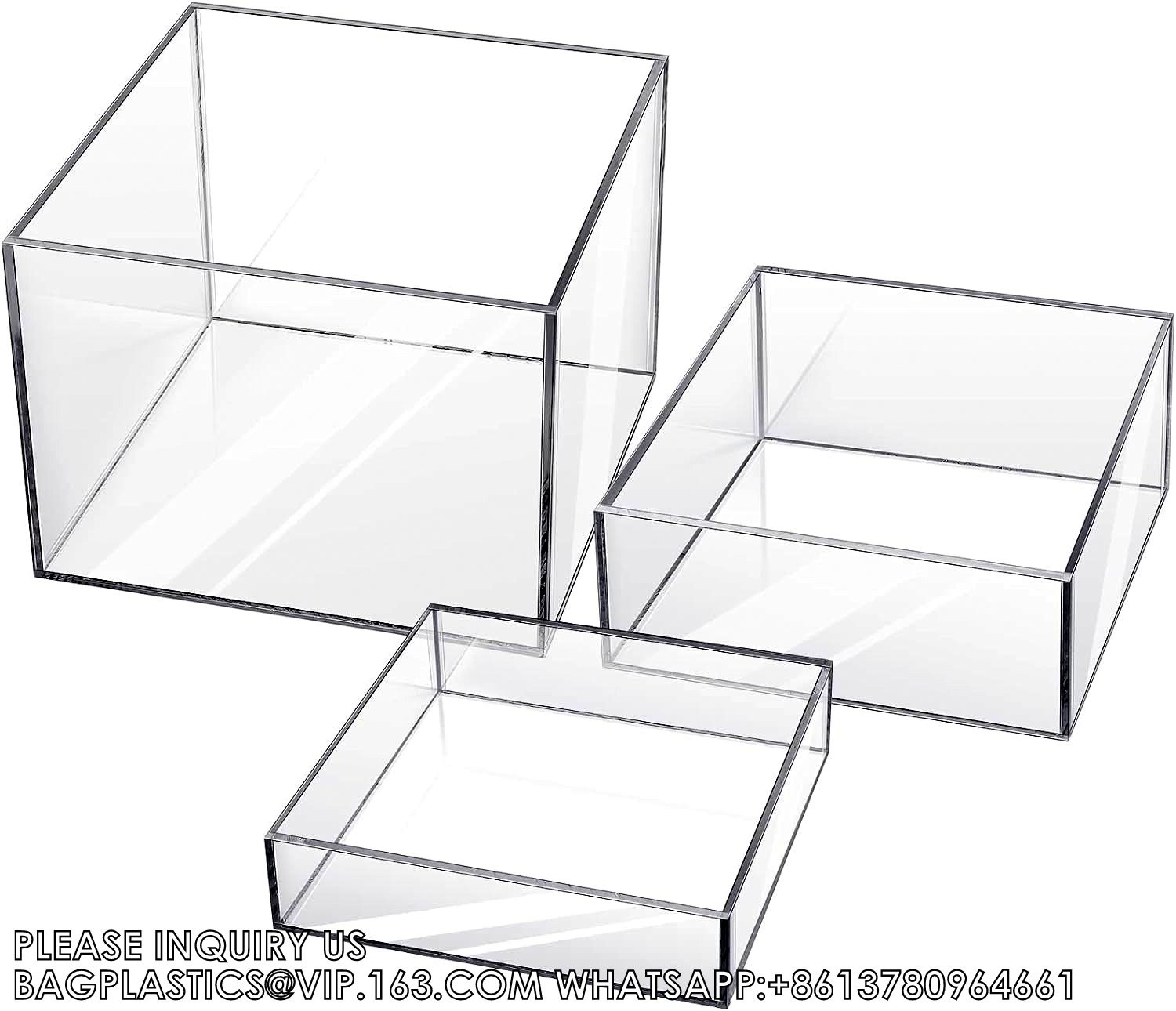 Acrylic Display Risers Acrylic Boxes Acrylic Display Nesting Cubes 5 Sided With Hollow Bottoms Display Stand Shelf