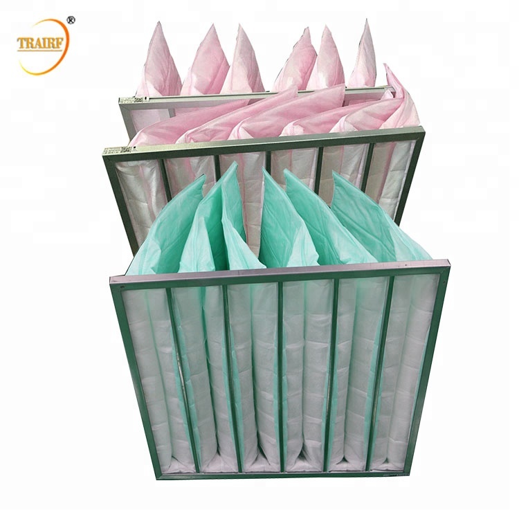Galvanized Steel Frame 95% Fiberglass Bag Filter Air For Commercial Ventilation System