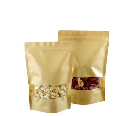 100% Security Food Grade Custom Window Design Stand Up Wax Paper Bags White For Food