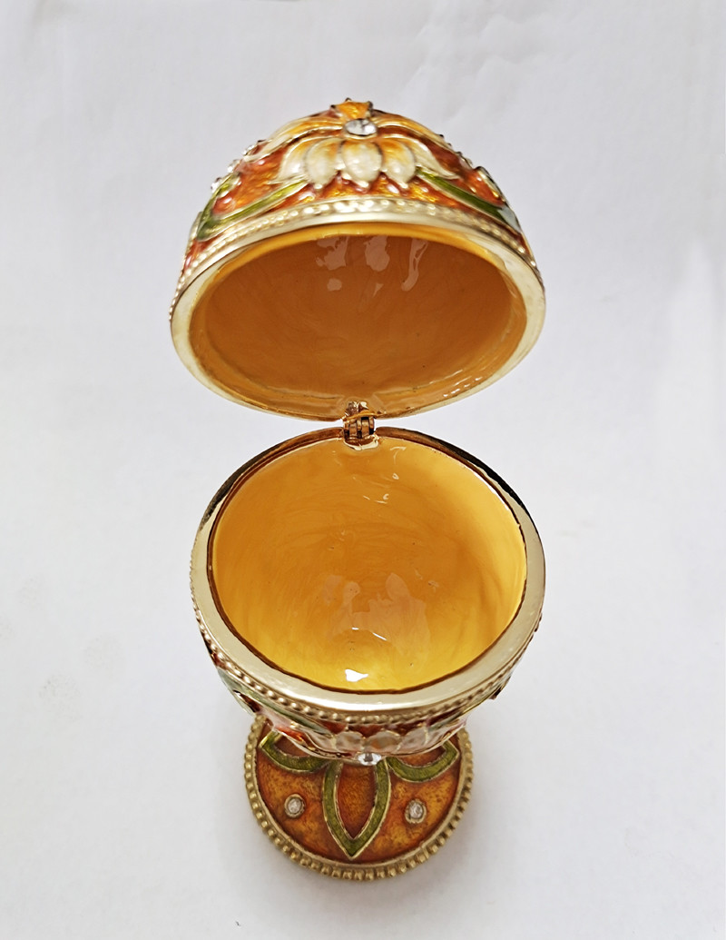 Hand Painted Enameled Faberge Egg Style Decorative Hinged Jewelry Trinket Box Unique Gift Home Decor Jewelry Box