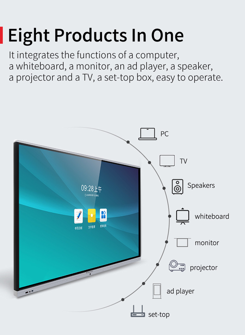 Interactive All In One Touch Screen PC Display Computer 65 Inch For Kindergarten