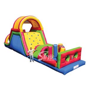 Buy cheap Outdoor commercial rainbow kids inflatable obstacle course with big slide suitable for inflatable rentals product