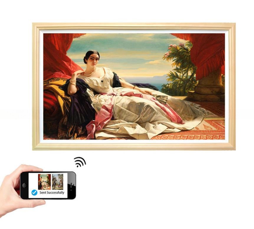 49" inch wood WIFI network Android LCD LED signage display advertising monitor with wooden frame for NFT gallery exhibition shop