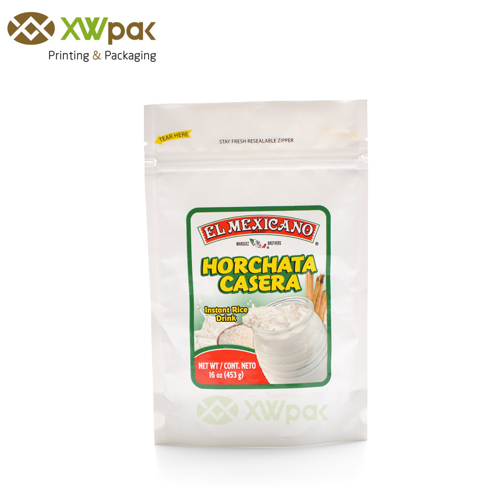 Customized Size Zipper Stand Up Pouches Resealable Heat Seal For Protein Powder